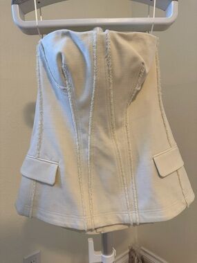 Strapless Ivory Bustier Top - Structured Corset Style